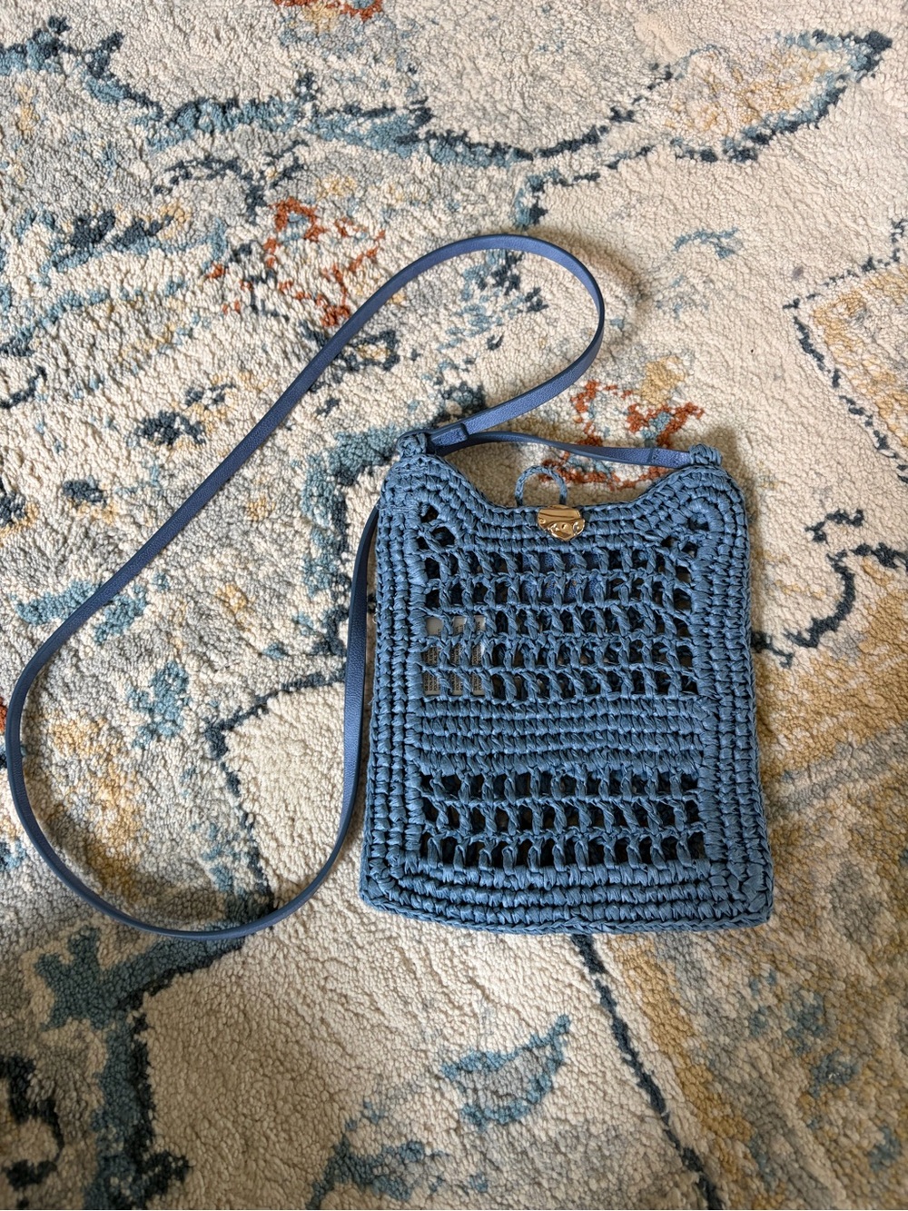 Blue Crochet Crossbody Bag - Casual Everyday Shoulder Bag. New